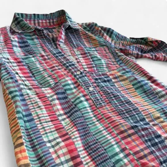 Tommy Hilfiger Women Petite S Plaid Shirt Casual Black Multicolor - Picture 6 of 10